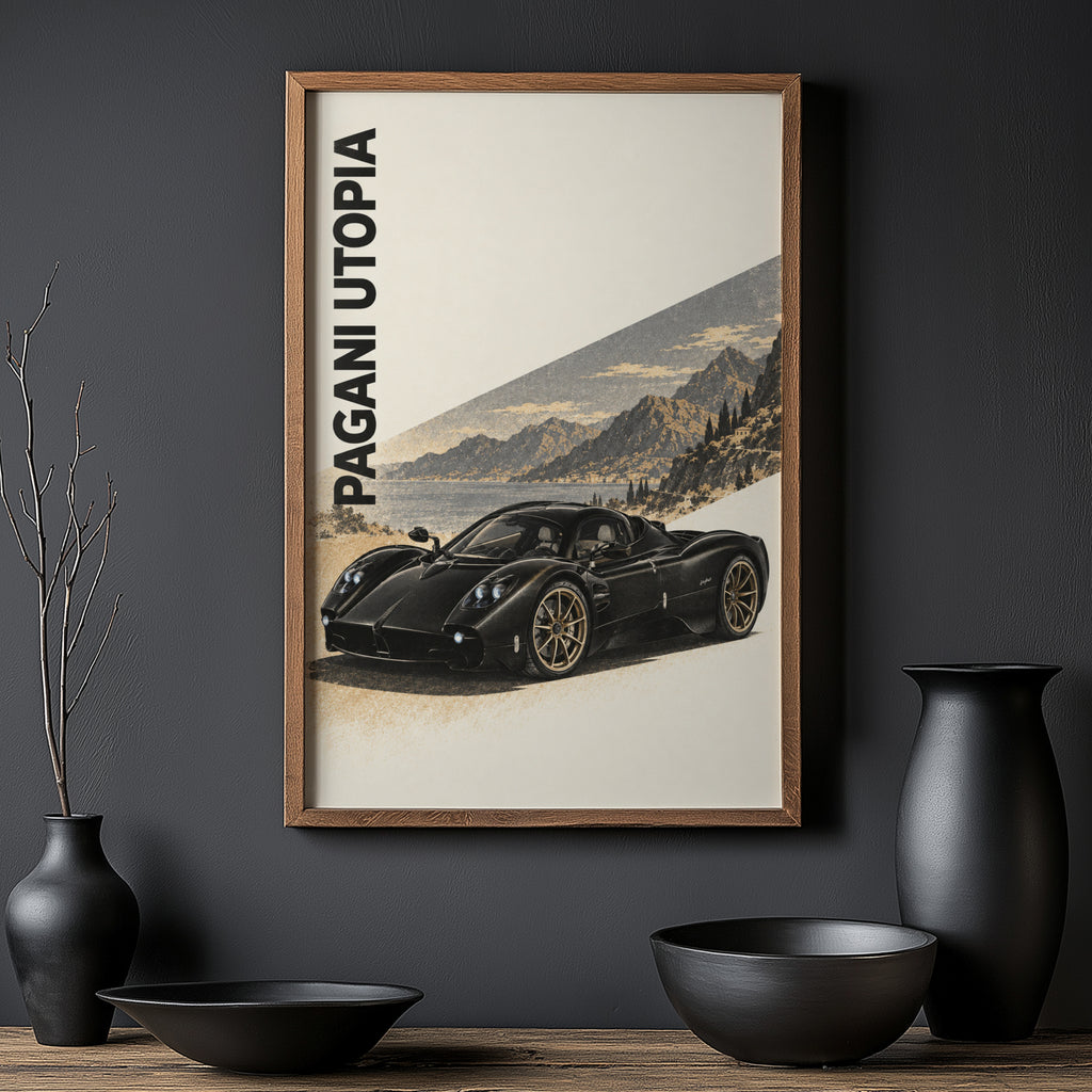 Vintage Pagani Utopia Print, Supercar Wall Art