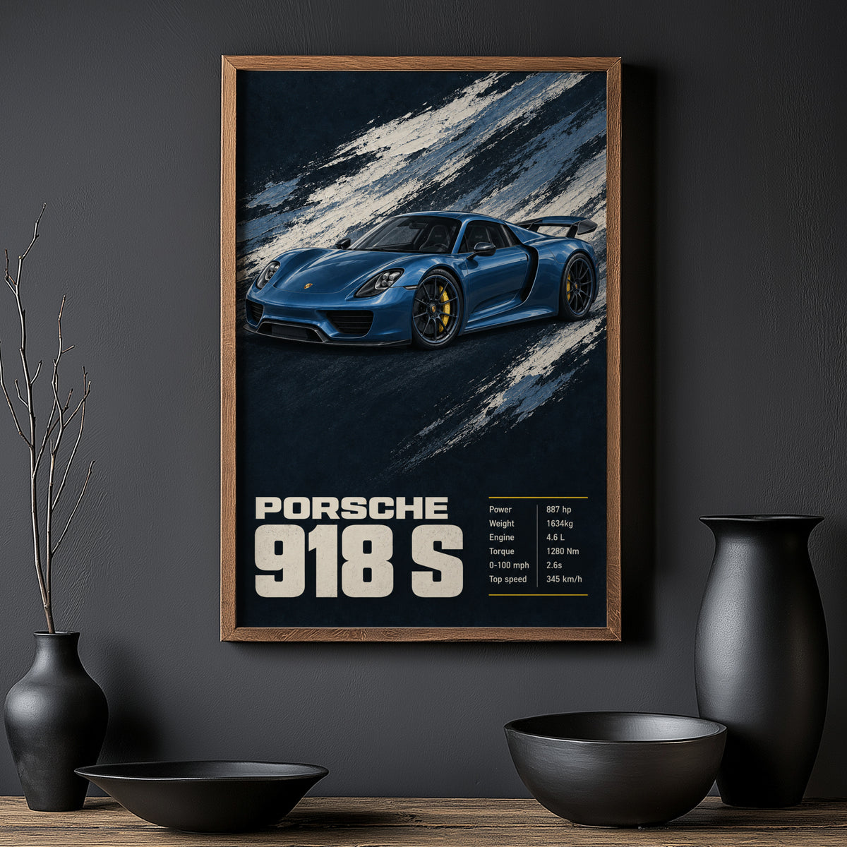 Vintage Porsche 918 S Print, Car Poster, Wall Art