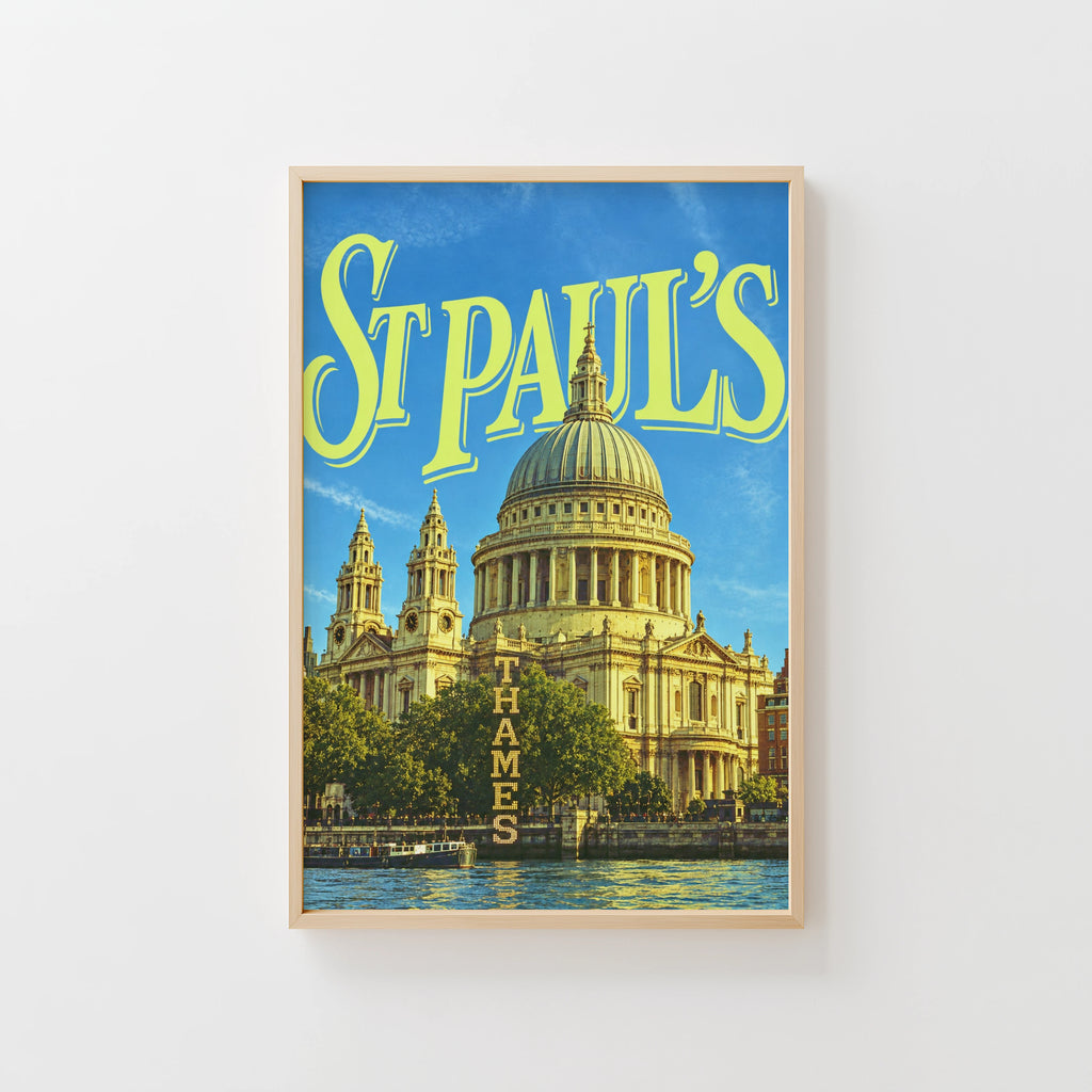 Vintage St Pauls Cathedral Poster, London Wall Art Print