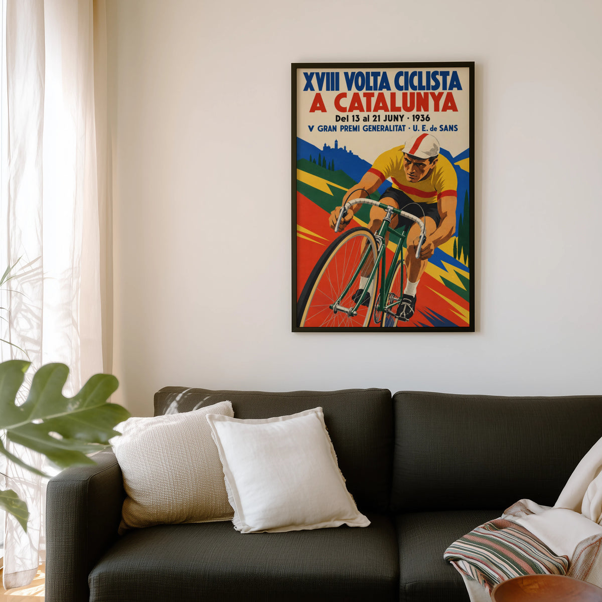 Vintage Cycling Poster, Catalunya Wall Art, Bike Race Print