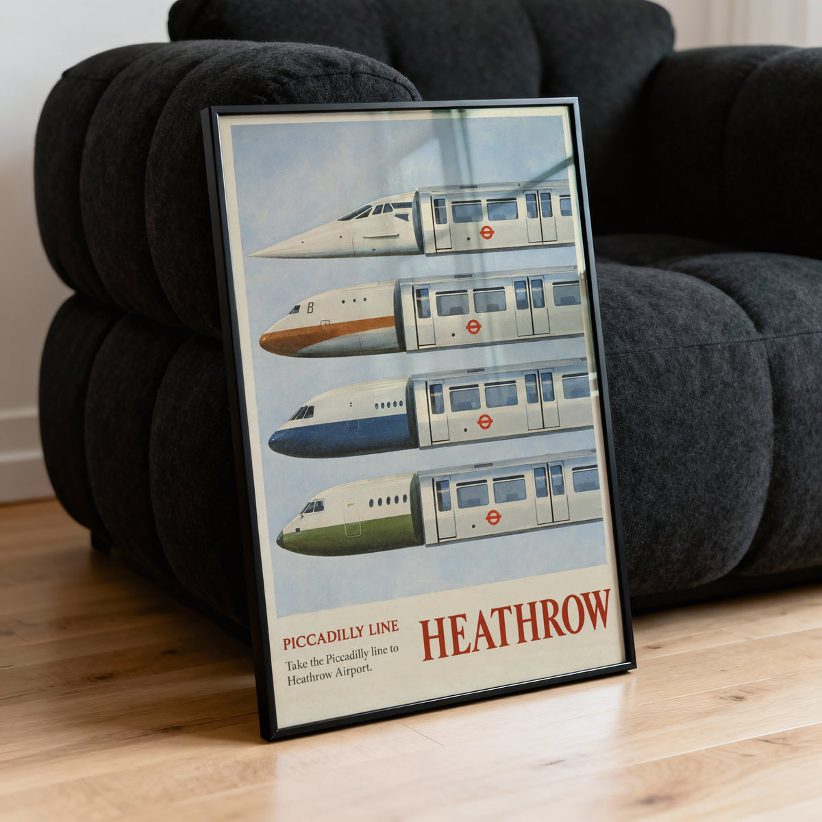 Vintage Heathrow Poster, London Tube Wall Art Print