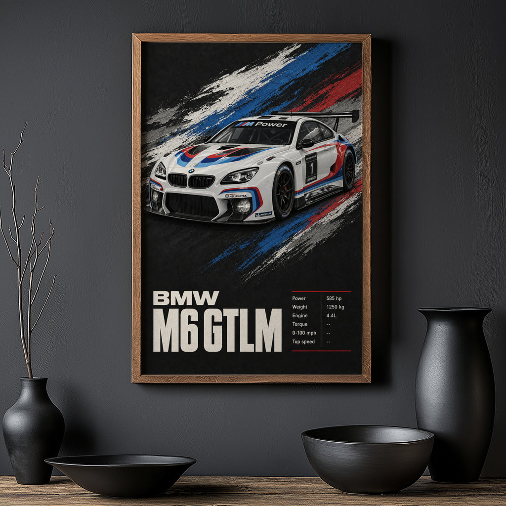 Vintage BMW M6 GTLM Race Car Print, Wall Art