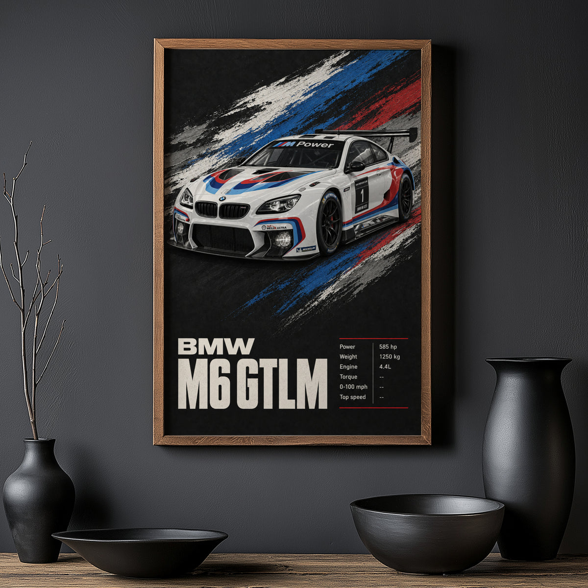 Vintage BMW M6 GTLM Race Car Print, Wall Art