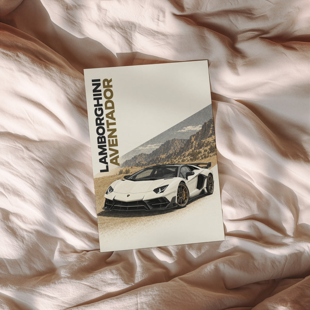 Vintage Lamborghini Aventador Print, Supercar