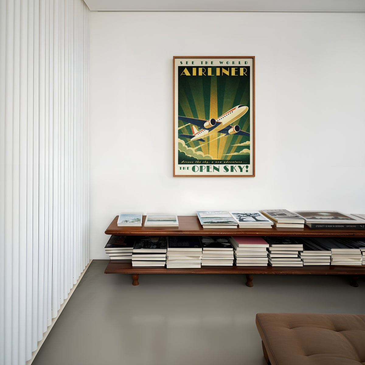 Vintage Airliner Poster, Art Deco Wall Art, Aviation Print