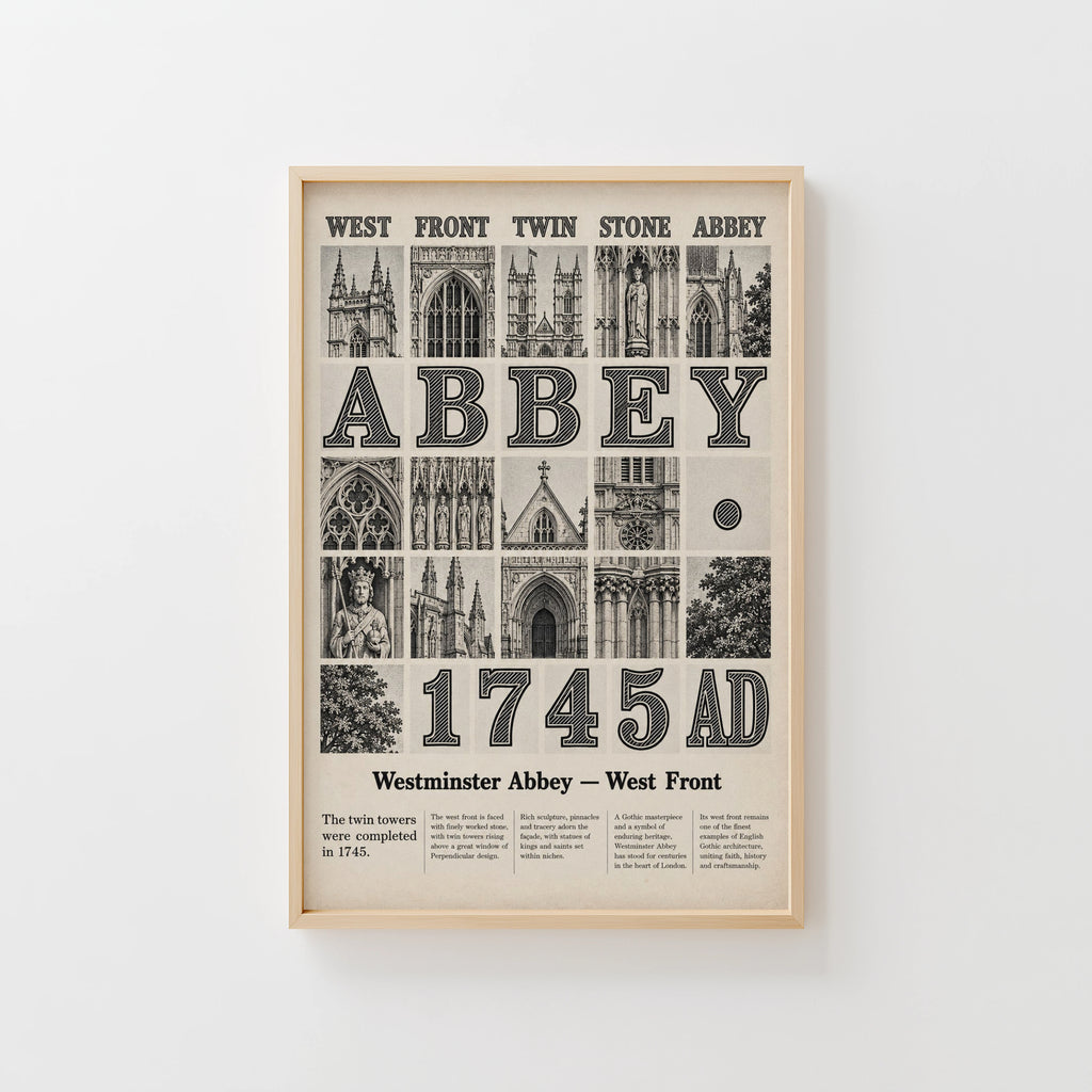 Vintage Westminster Abbey Poster, Gothic Print