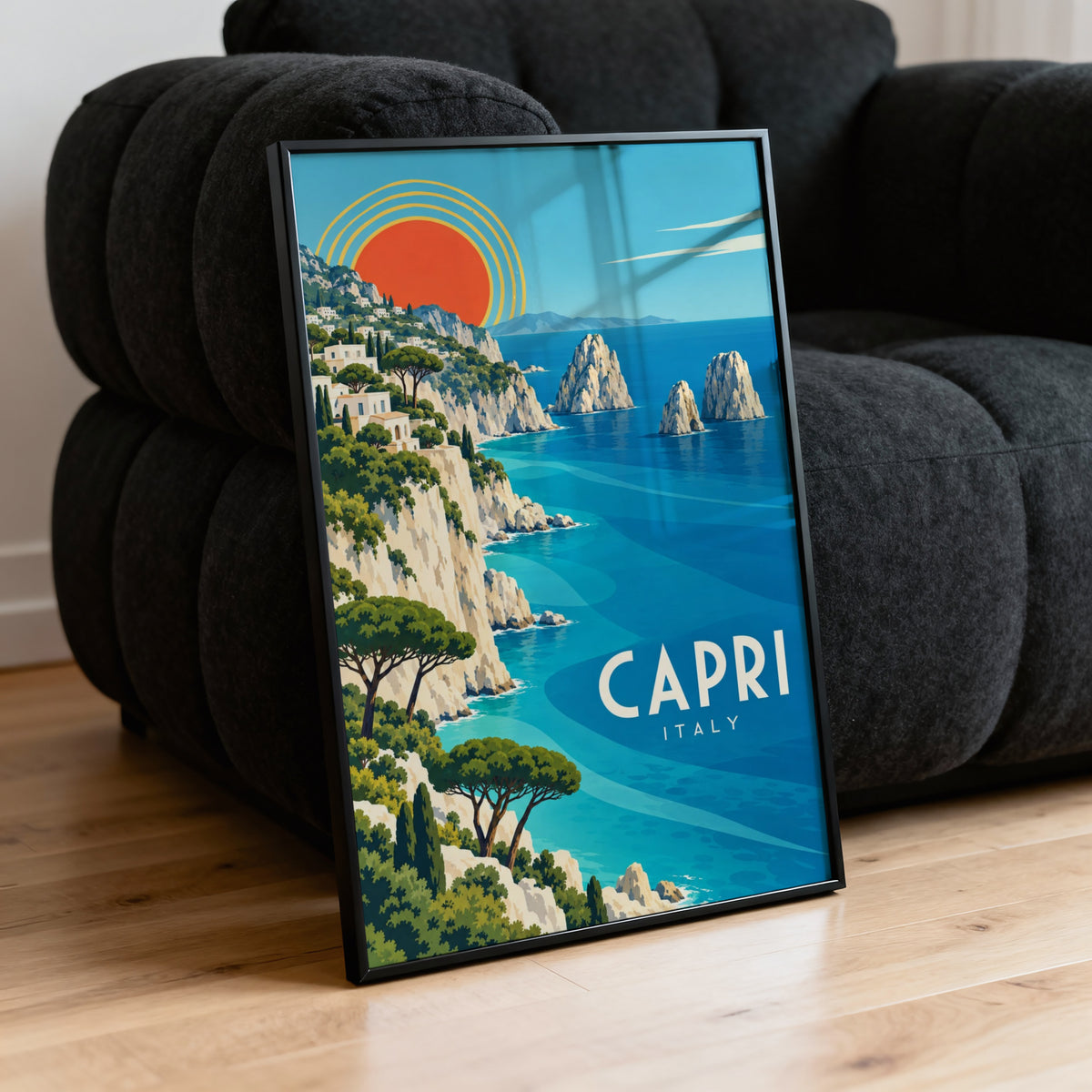 Vintage Capri Italy Poster, Mediterranean Coast Print