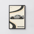 Vintage Porsche 992 Car Print, Retro Wall Art