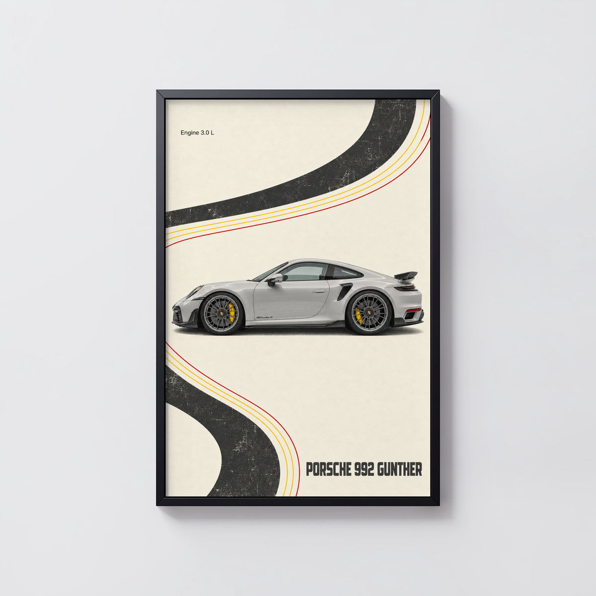 Vintage Porsche 992 Car Print, Retro Wall Art