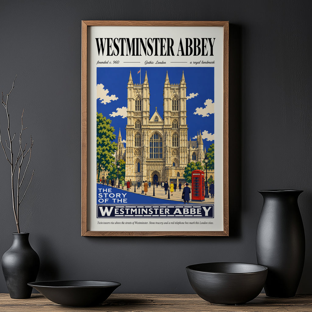 Vintage Westminster Abbey Poster, London Wall Art, Print