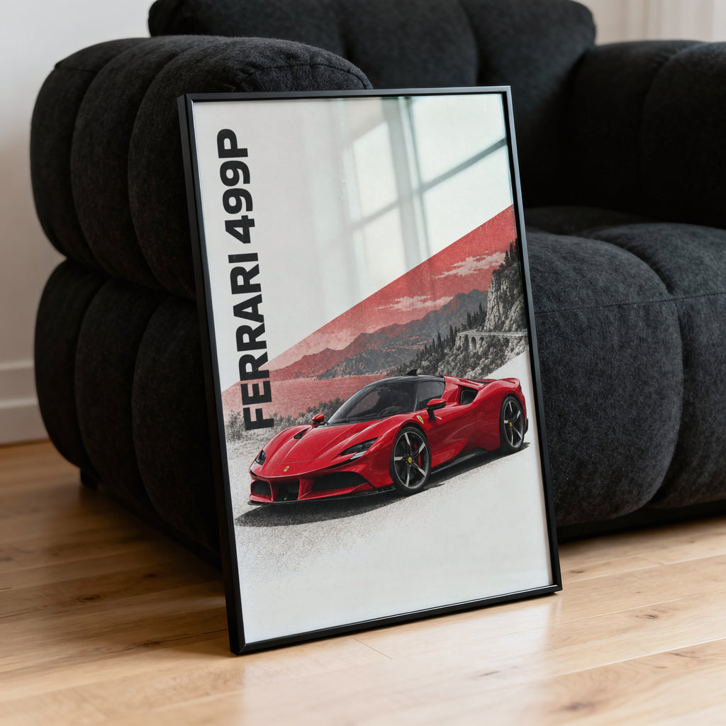 Vintage Ferrari 499P Print, Car Wall Art