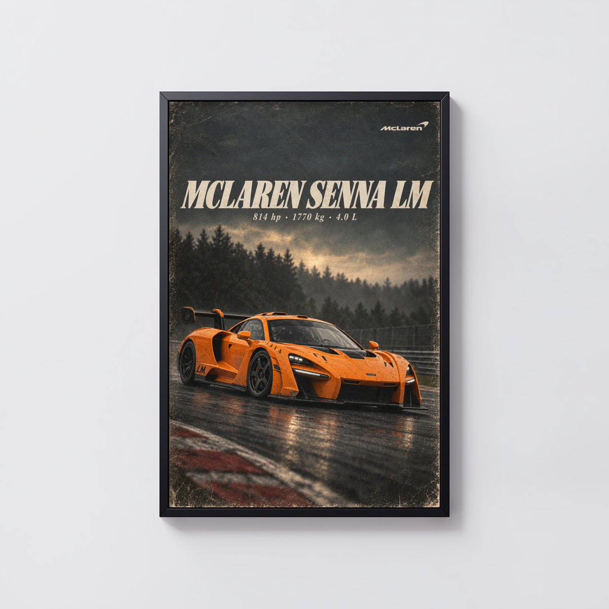 Vintage McLaren Senna LM Print, Supercar Art