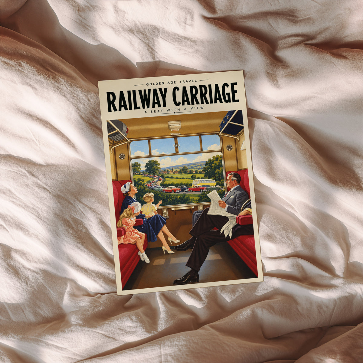 Vintage Railway Carriage Print Poster, Train Wall Art