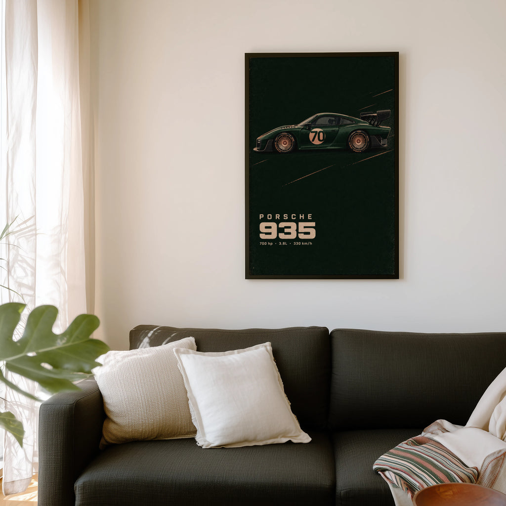 Vintage Porsche 935 Print, Racing Car Wall Art