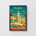 Vintage Miami Florida Poster, Art Deco Airport Wall Art