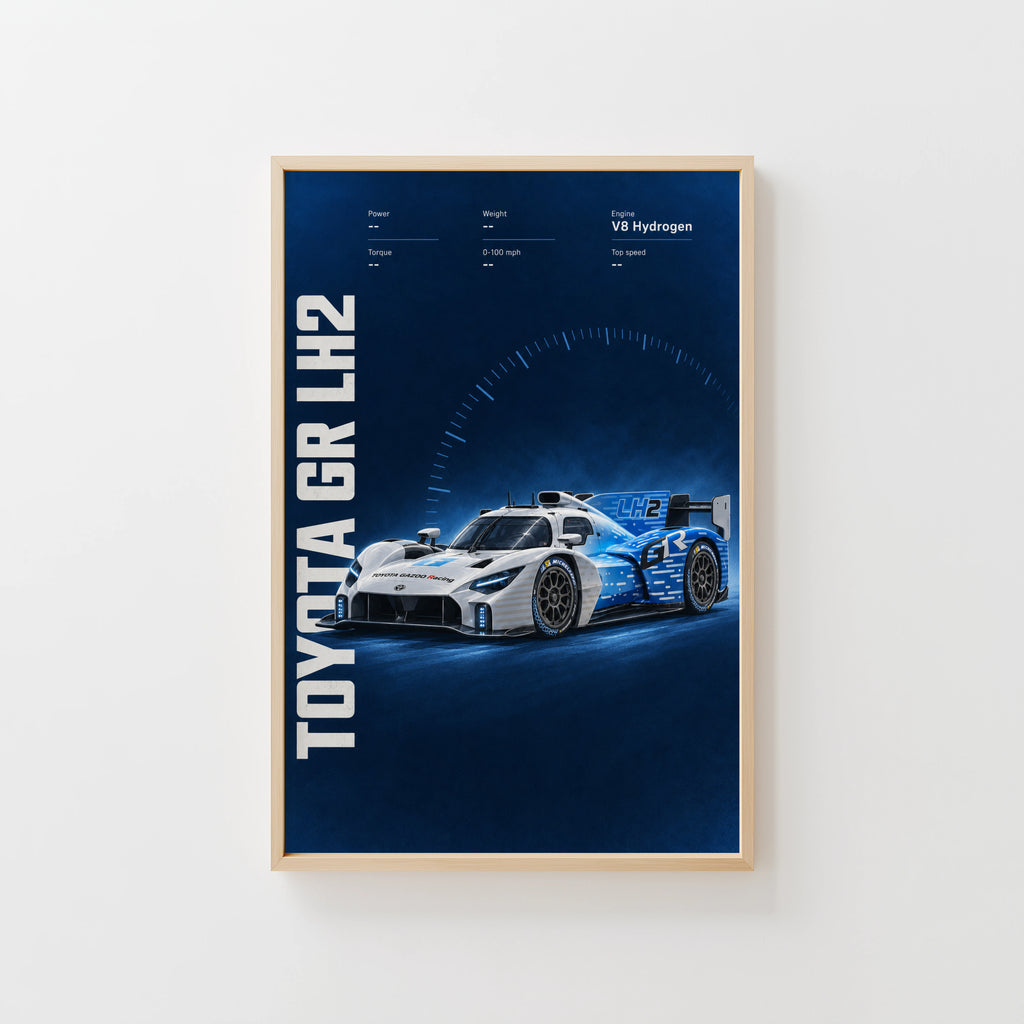 Vintage Toyota GR LH2 Print, Hydrogen Race Car Art