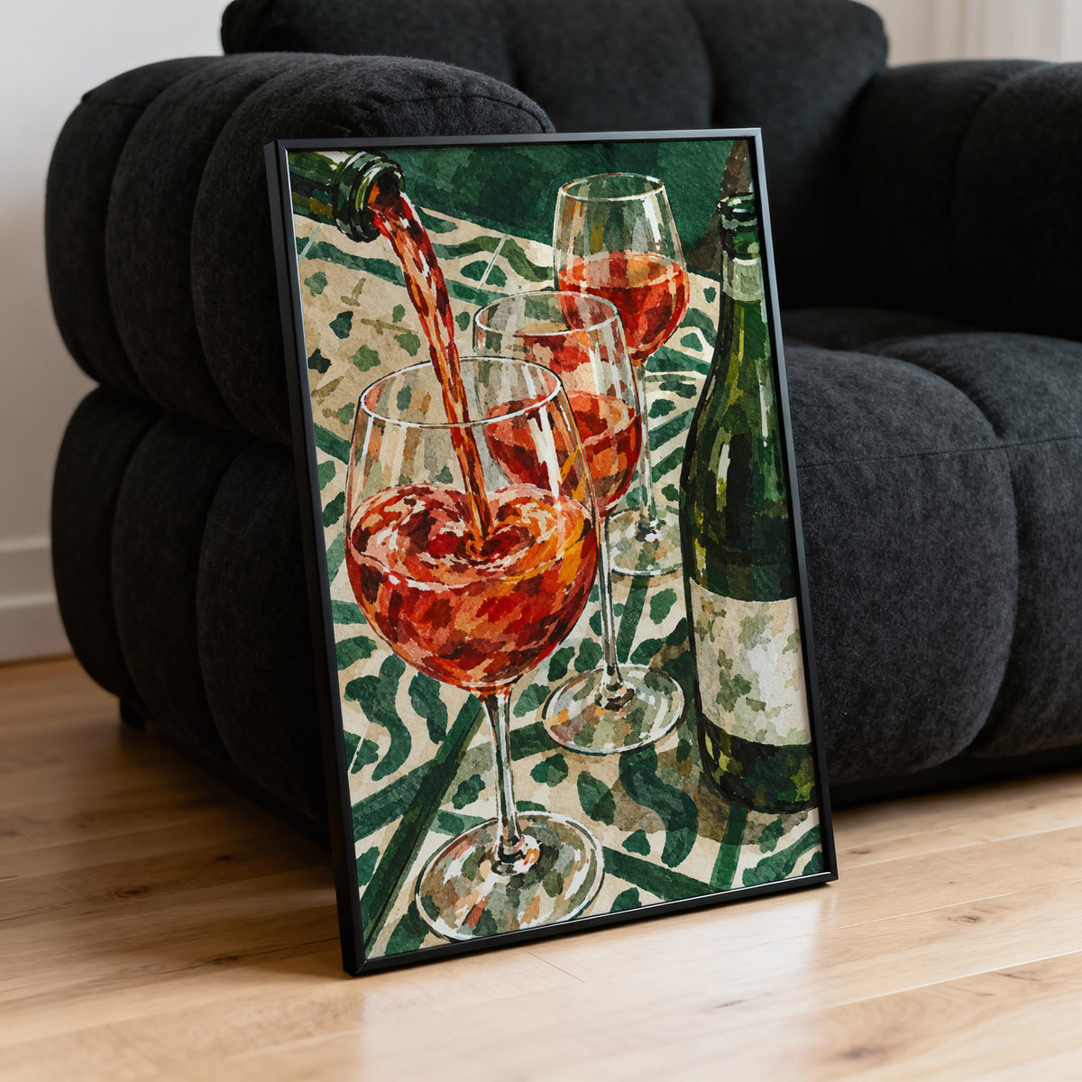 Vintage Wine Print Poster, Rose Wall Art, Kitchen Art