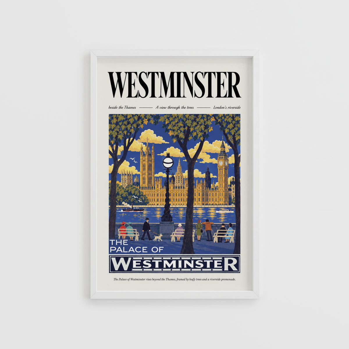 Vintage Westminster London Poster, Thames Wall Art Print