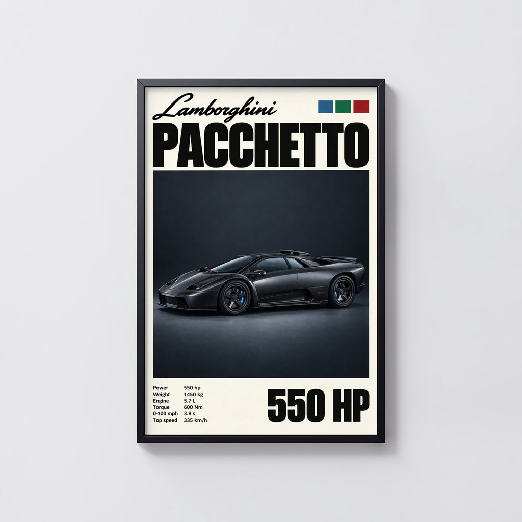 Vintage Lamborghini Print, Supercar Wall Art