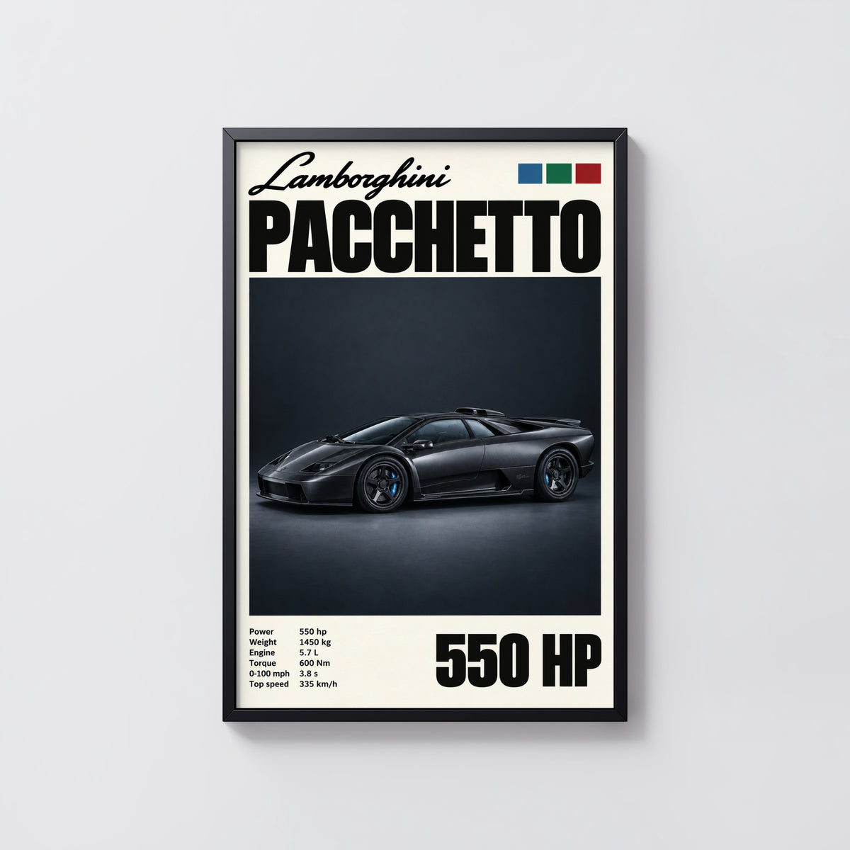 Vintage Lamborghini Print, Supercar Wall Art