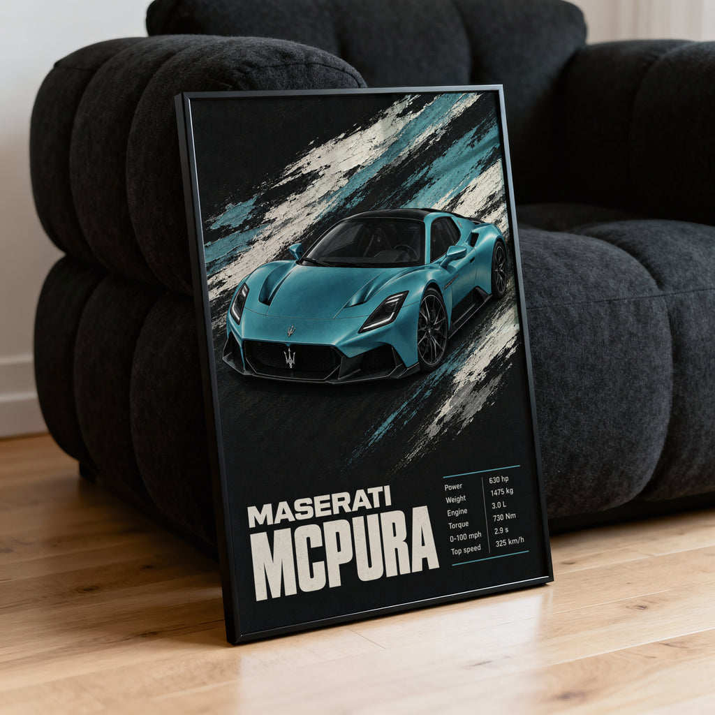 Vintage Maserati MCPura Print, Supercar Wall Art