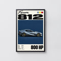 Vintage Ferrari 812 Print, Car Wall Art