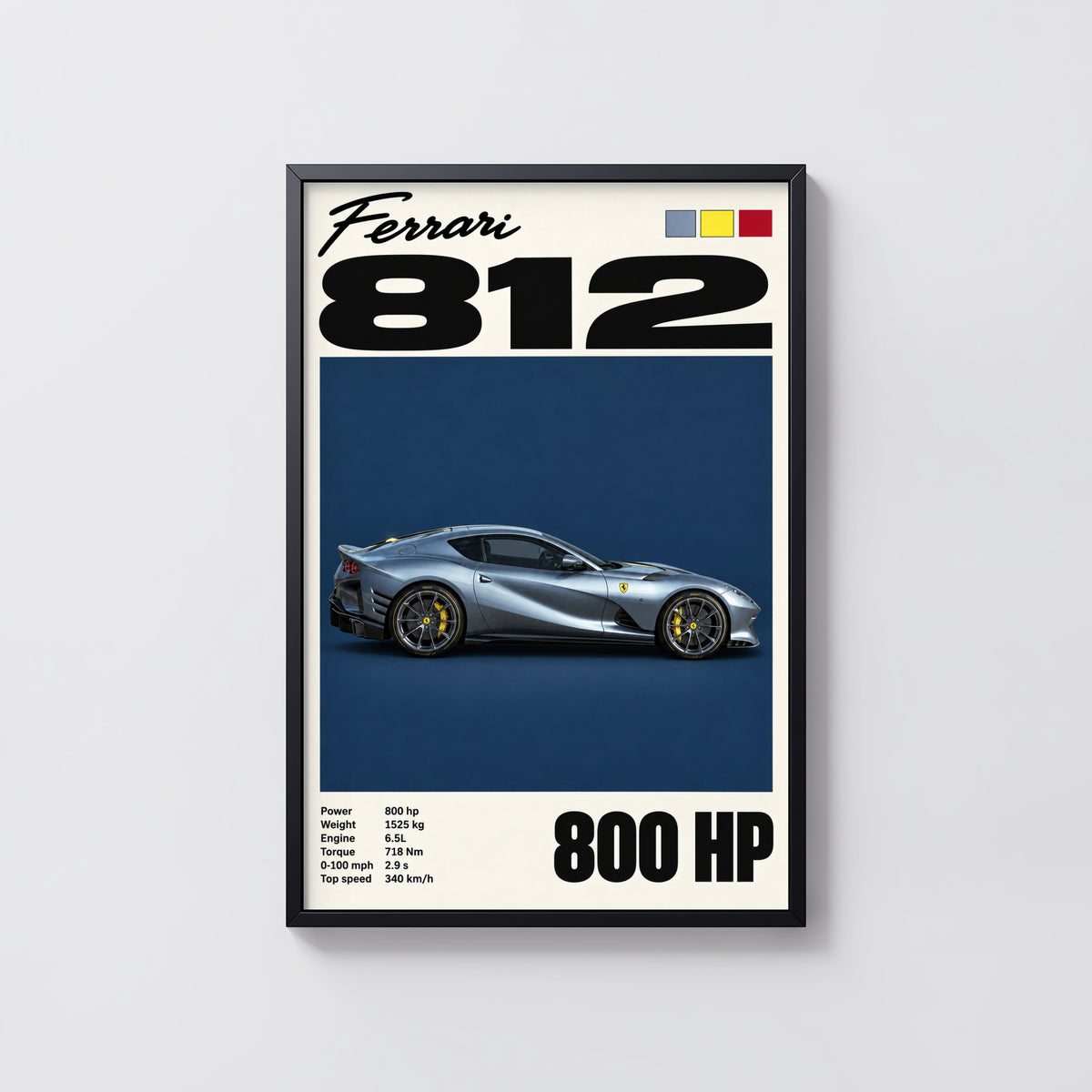 Vintage Ferrari 812 Print, Car Wall Art