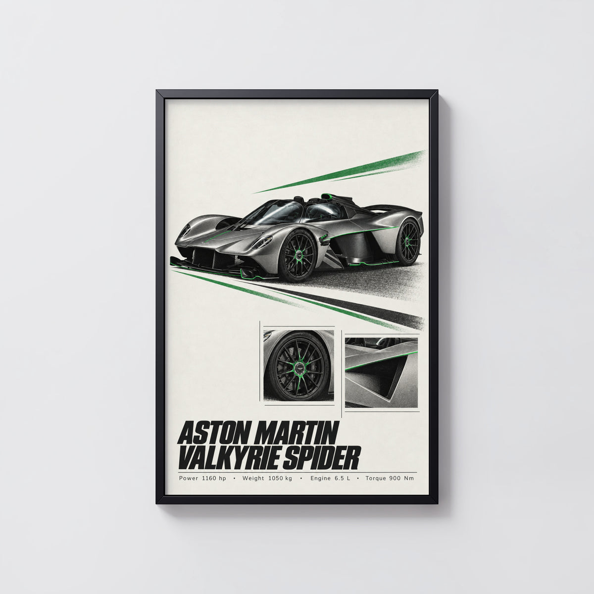 Vintage Aston Martin Valkyrie Spider Print, Hypercar