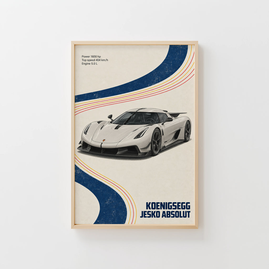 Vintage Koenigsegg Jesko Absolut Print, Car Art