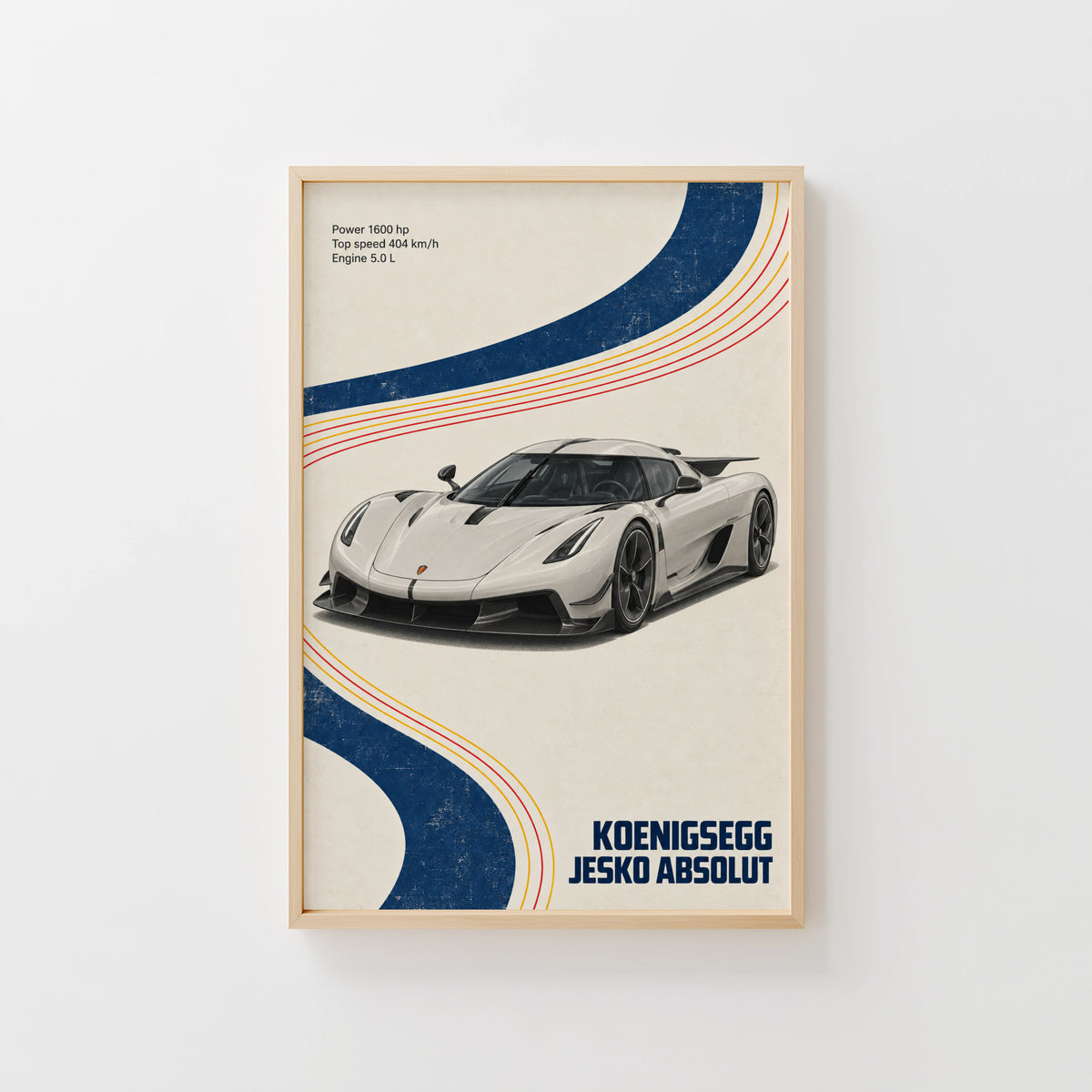Vintage Koenigsegg Jesko Absolut Print, Car Art