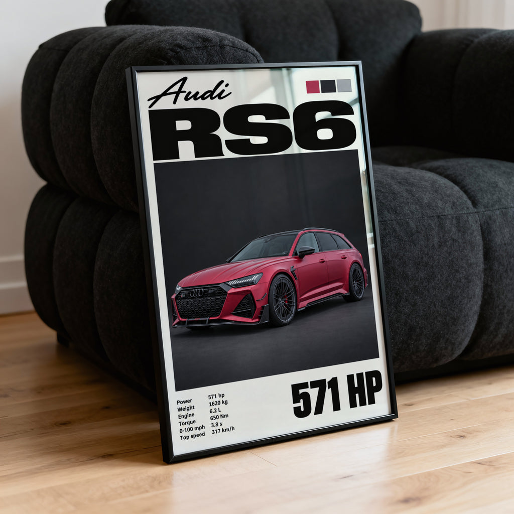 Vintage Audi RS6 Print, Car Wall Art, Estate