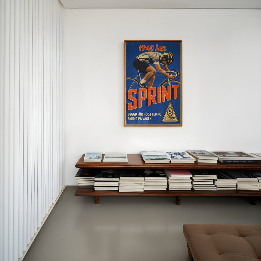 Vintage Cycling Poster, Swedish Racing Bike Print, Wall Art