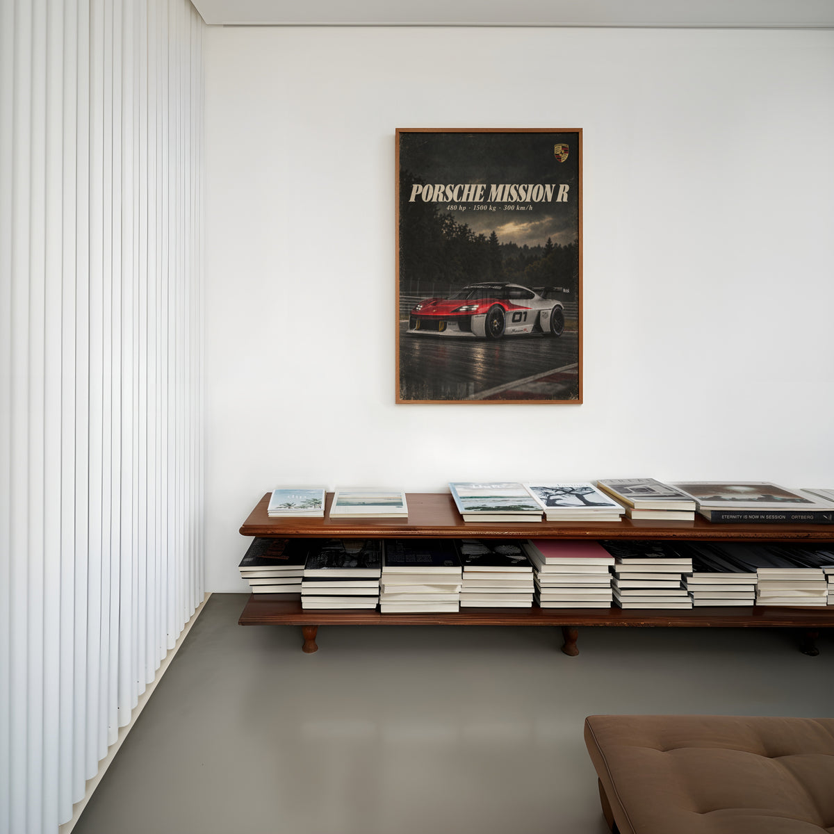 Vintage Porsche Mission R Print, Racing Car Art