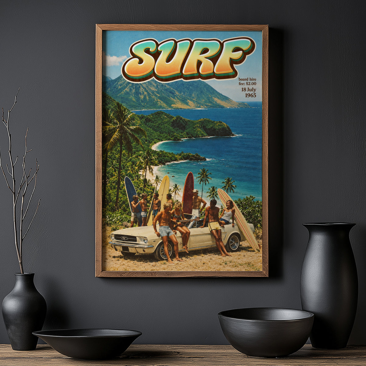 Vintage Surf Print and Poster, Retro Beach Wall Art