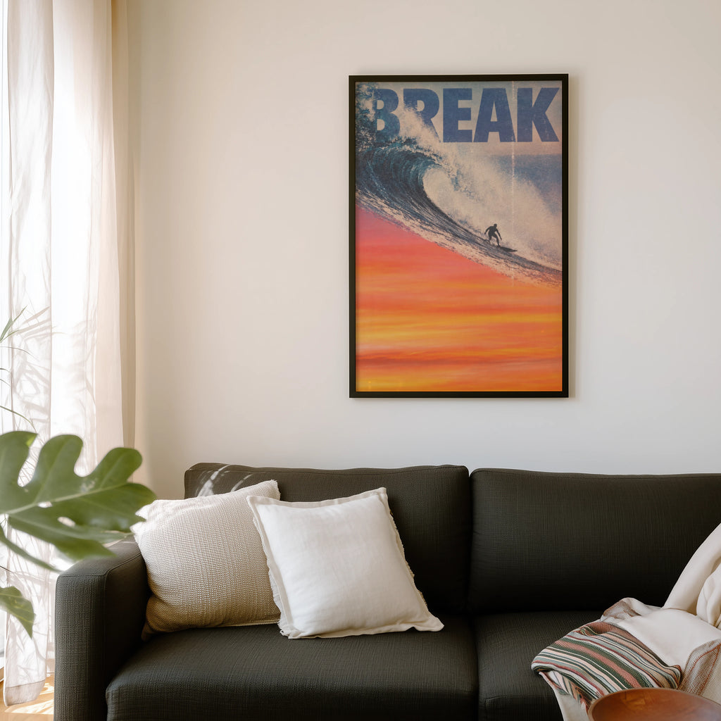 Vintage Surf Print and Poster, Retro Wave Wall Art