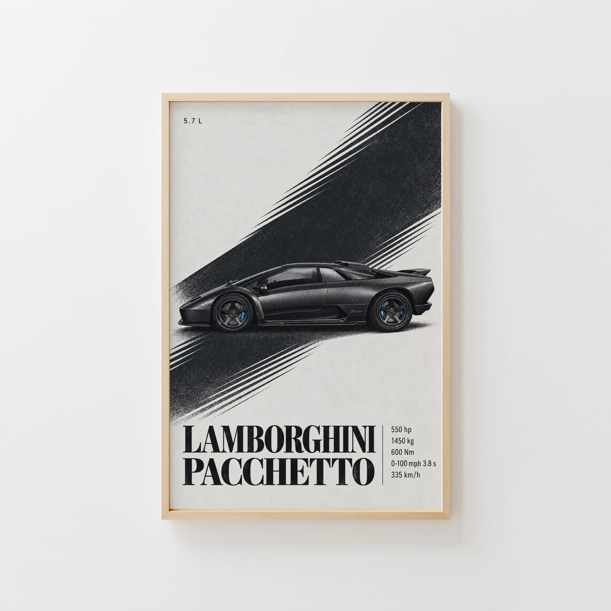 Vintage Lamborghini Pacchetto Print, Supercar Art