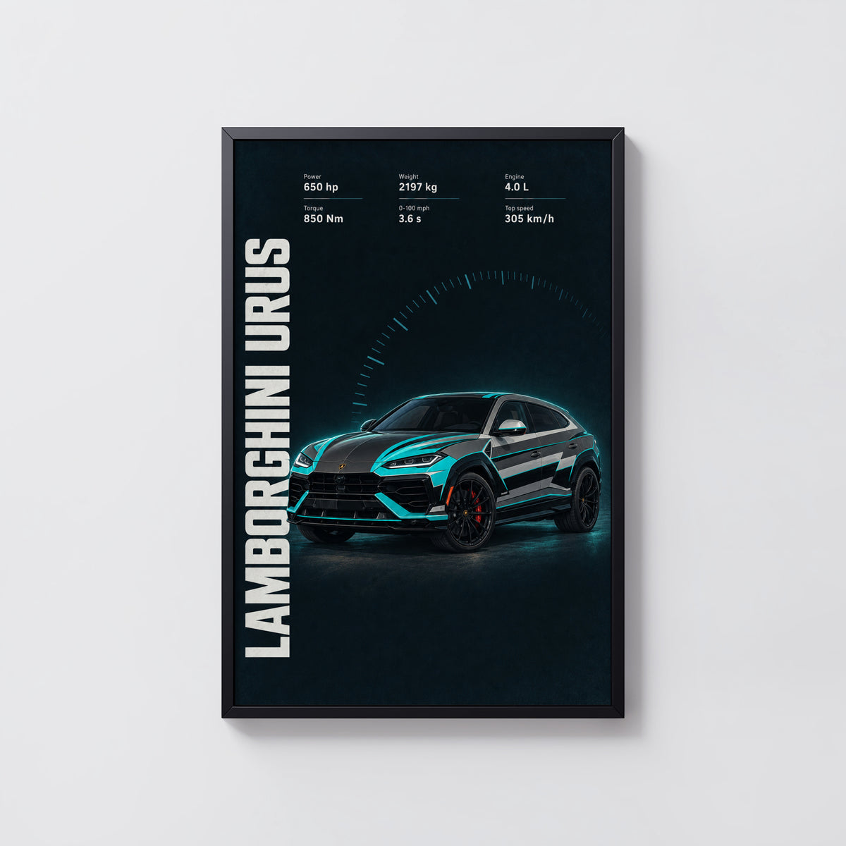 Vintage Lamborghini Urus Print, Supercar Wall Art