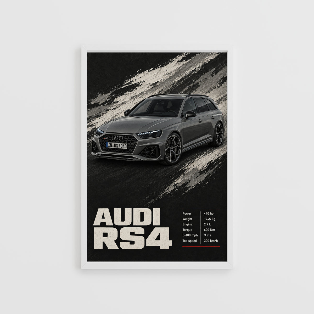 Vintage Audi RS4 Avant Print, Car Wall Art