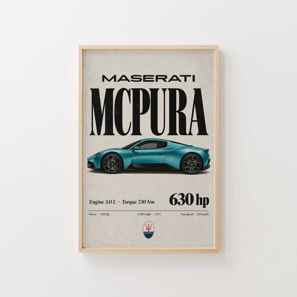 Vintage Maserati MCPura Print, Car Wall Art