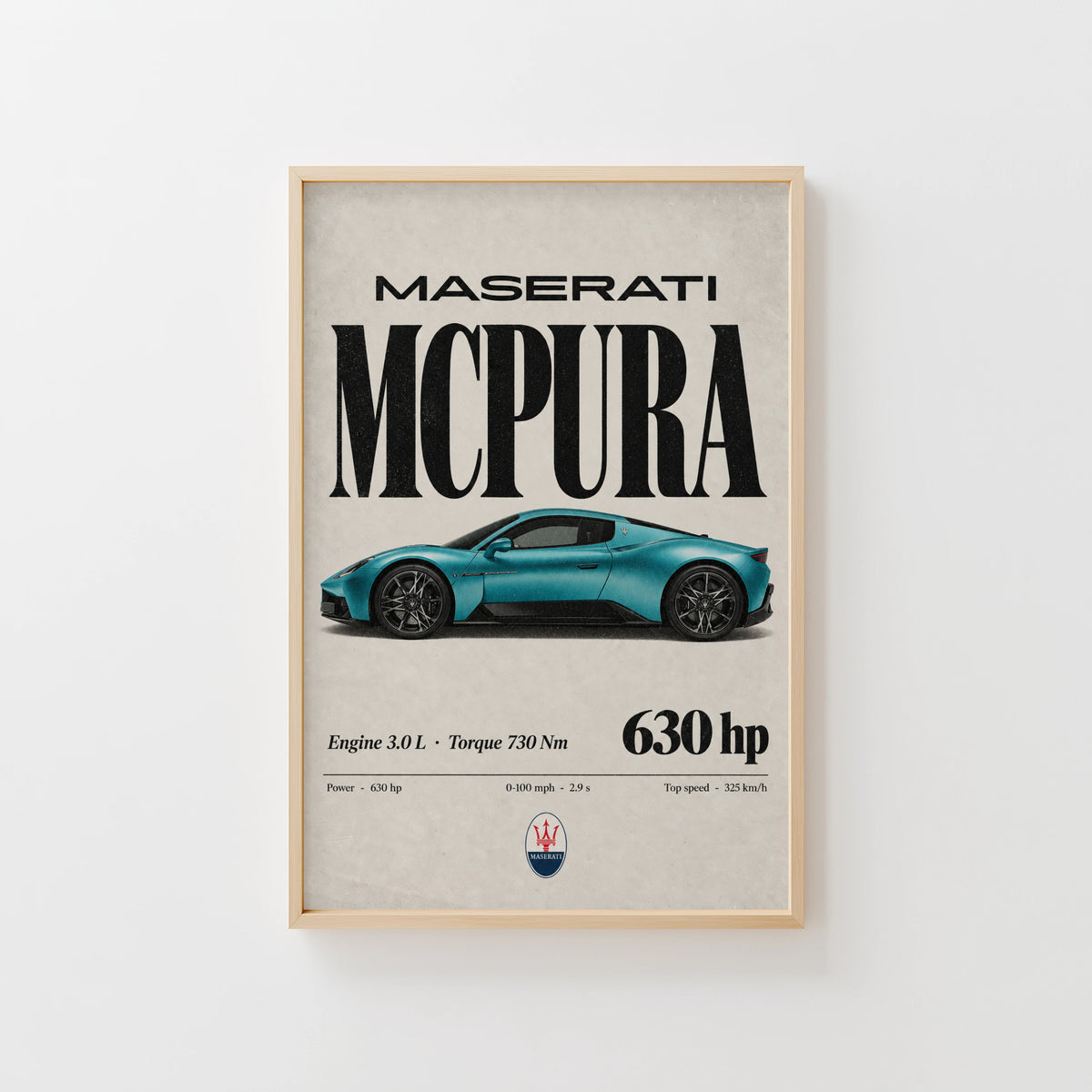 Vintage Maserati MCPura Print, Car Wall Art