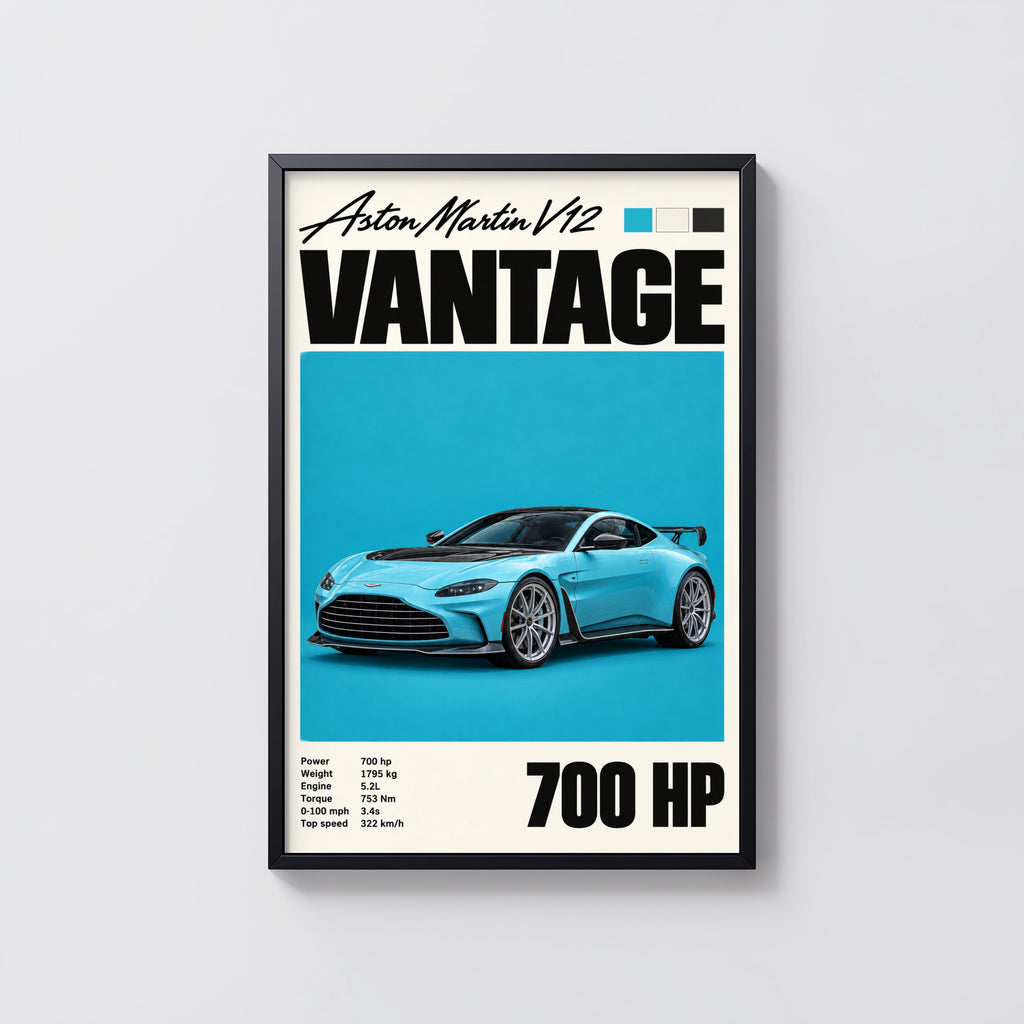 Vintage Aston Martin V12 Vantage Print, Car Art