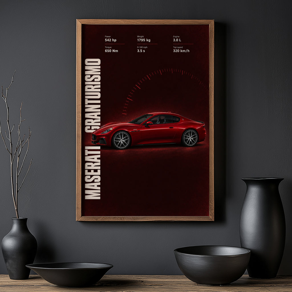 Vintage Maserati GranTurismo Print, Car Wall Art