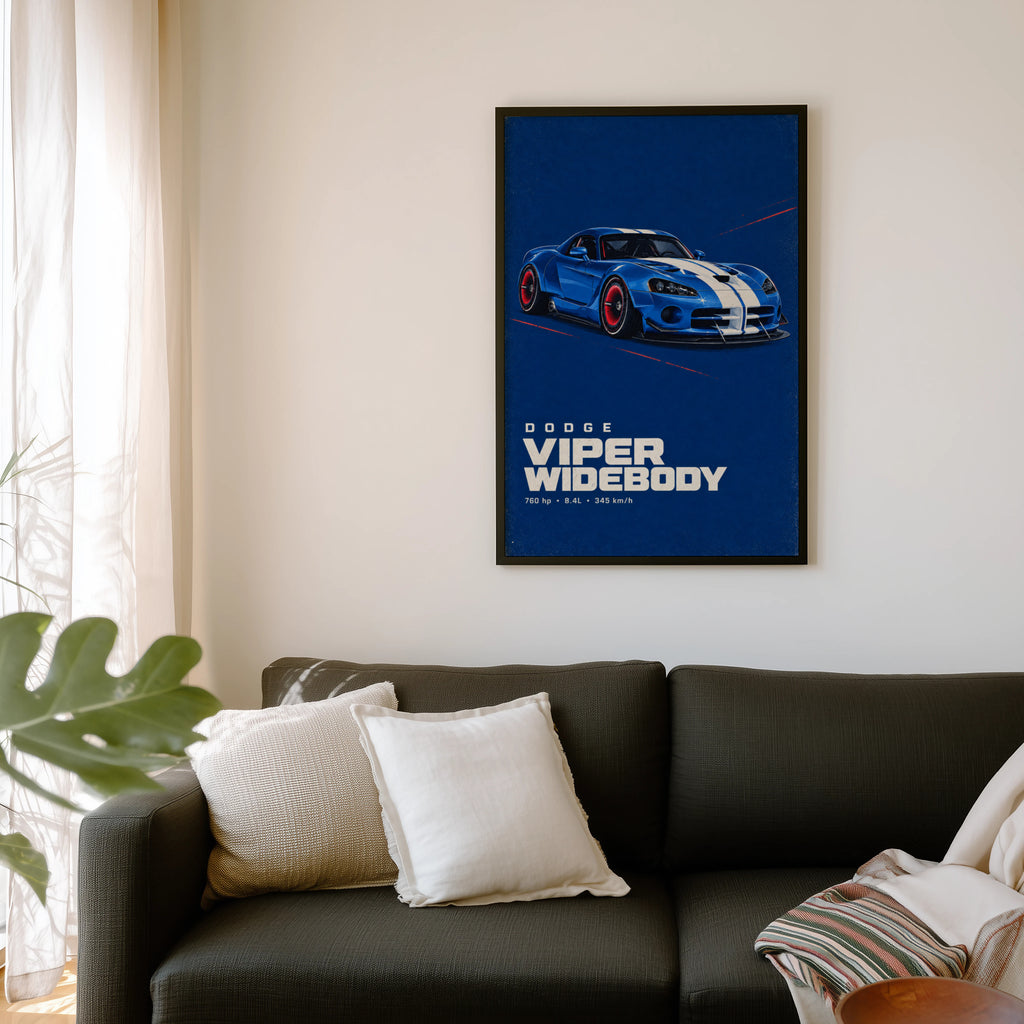 Vintage Dodge Viper Widebody Print, Car Wall Art