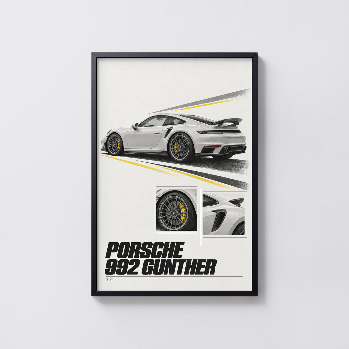 Vintage Porsche 992 Print, Car Wall Art