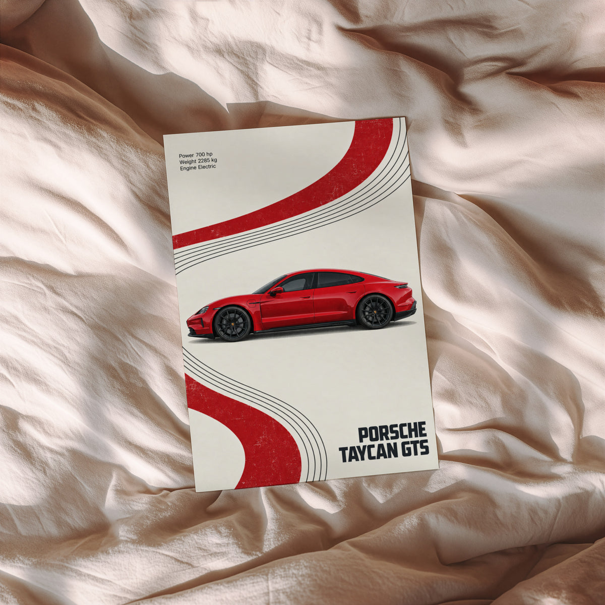 Vintage Porsche Taycan GTS Print, Car Poster