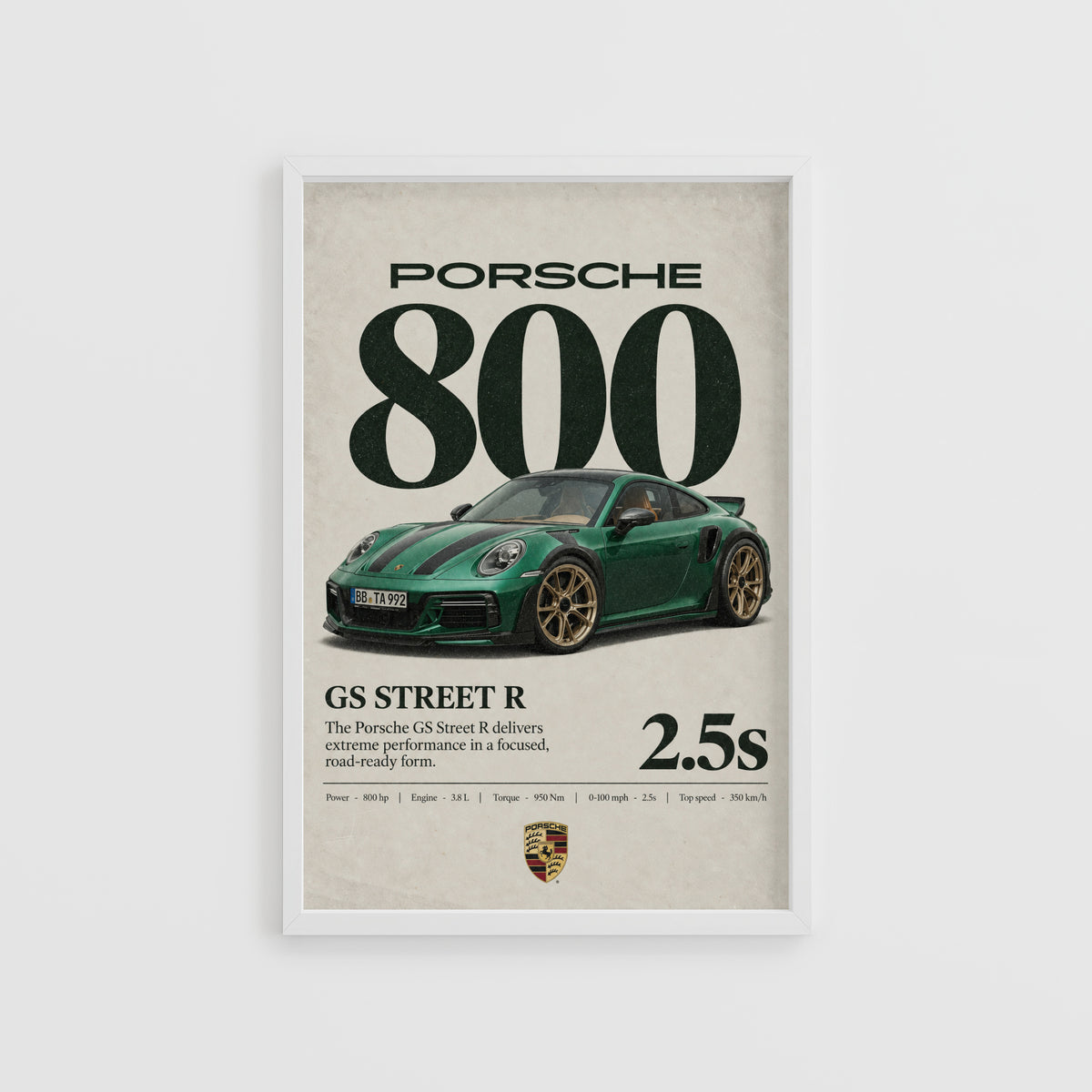 Vintage Porsche GS Street R Print, Car Wall Art