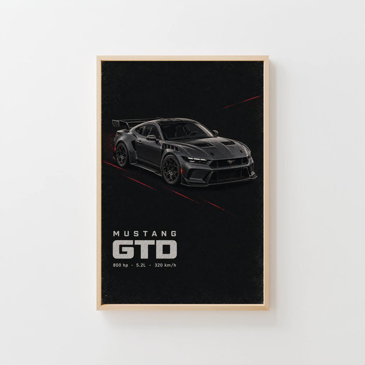Vintage Mustang GTD Print, Car Wall Art