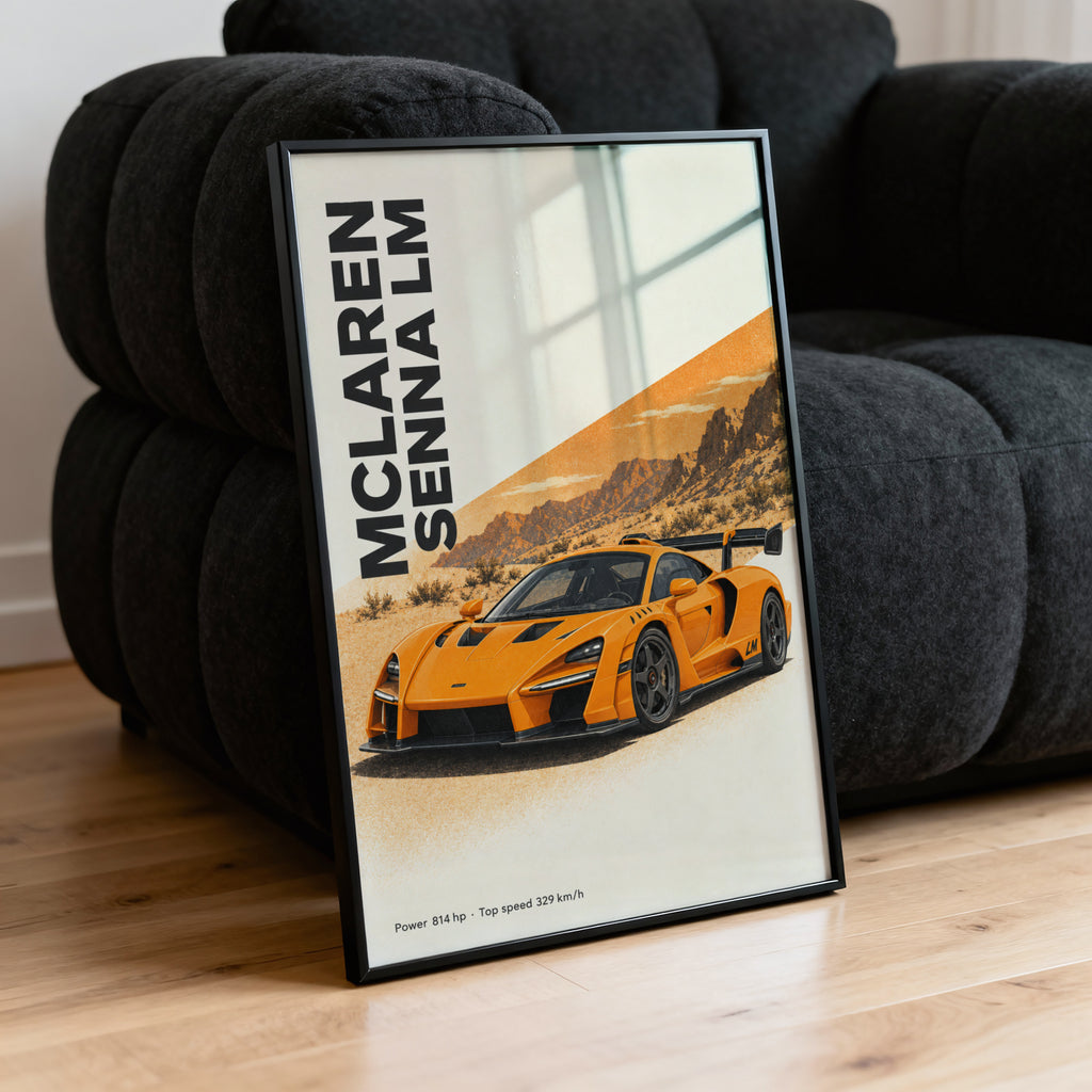 Vintage McLaren Senna LM Print, Supercar Wall Art