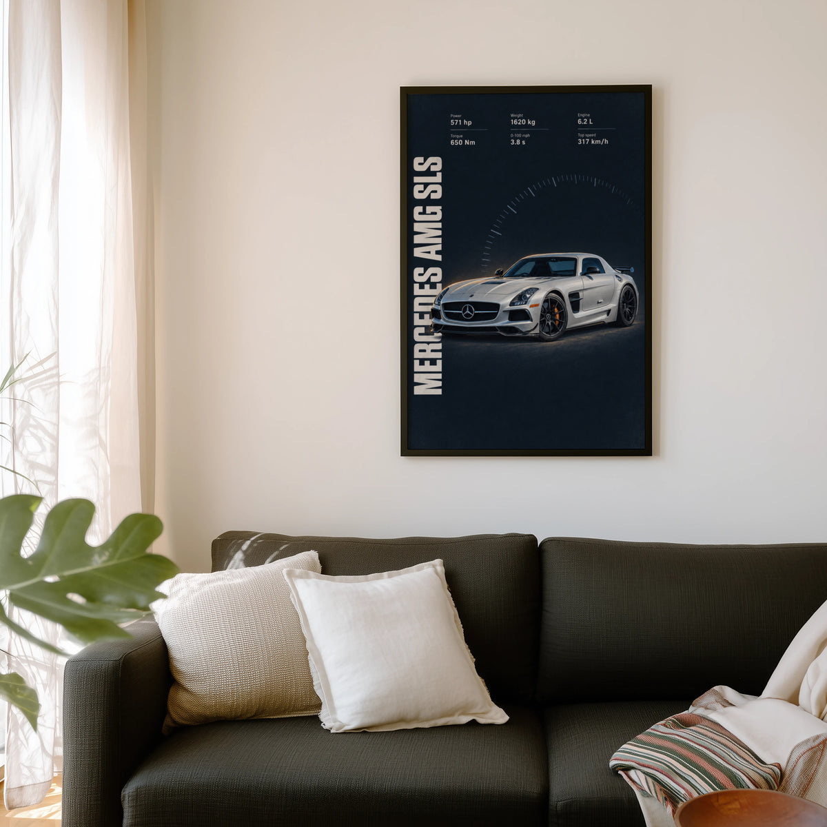 Vintage Mercedes AMG SLS Print, Car Wall Art