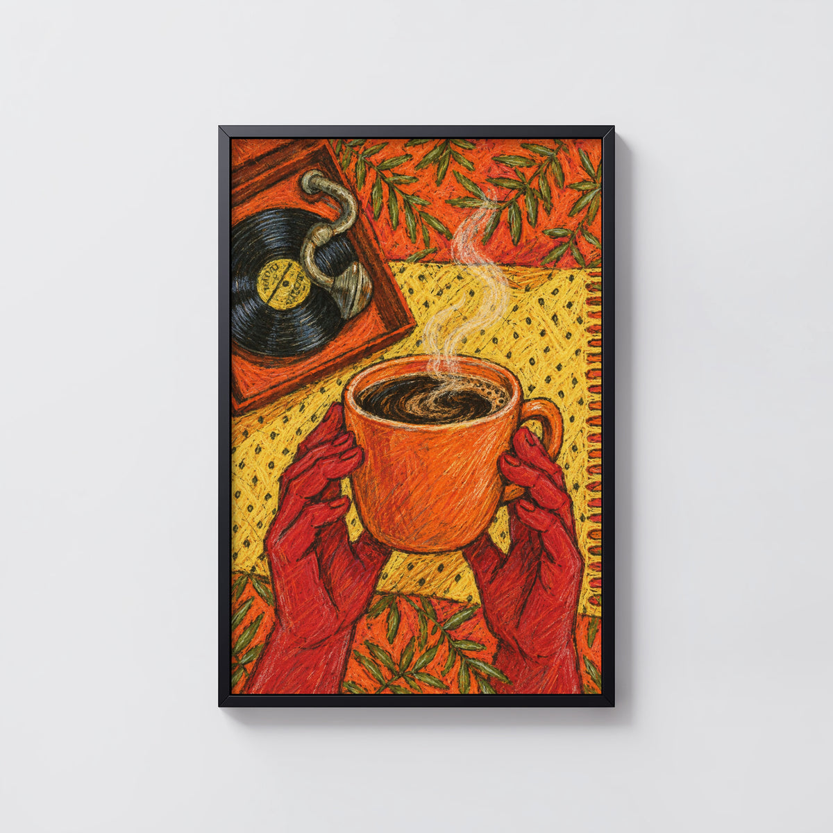 Vintage Coffee Print, Retro Kitchen Poster, Vinyl Art